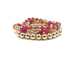 Armband Melina met chalcedoon edelsteen en real gold plated balletjes