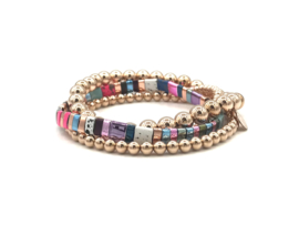 Armband Tila sparkle I met rosé gold plated balletjes en edelsteen