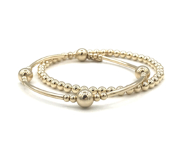 Armband Nora met real gold plated balletjes en buisjes