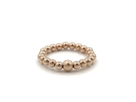 Stretch ring Marbette met glitterbal small en rosé real gold plated balletjes