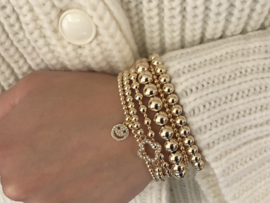 Armband Smiley met real gold plated balletjes en smiley bedel
