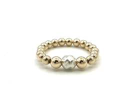 Stretch ring Koko met Sterling zilver en real gold plated balletjes