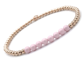 Armband Esila met rosé real gold plated balletjes en roze Swarovski pareltjes