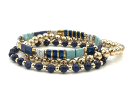 Armband Tila ocean met gold plated balletjes en edelsteen