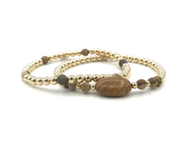 Armband Aaliyah met jasper edelsteen en real gold plated balletjes