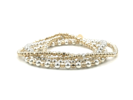 Armband Lara  met real gold plated balletjes en diamant geslepen zilveren balletjes