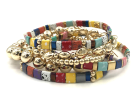 Armband Tila rainbow met gold plated balletjes en edelsteen