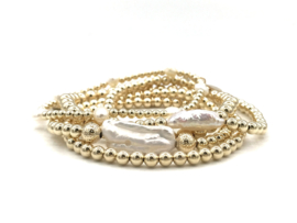 Armband Rees met biwa parel en real gold plated balletjes