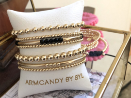 Armband Kenzo black met zwarte onyx en real gold plated balletjes