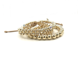 Armband Zehra silk met real gold plated balletjes op goudkleurig satijnkoord