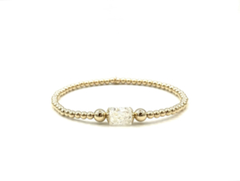 Armband Nour small met real gold plated balletjes en exclusief Swarovski tube