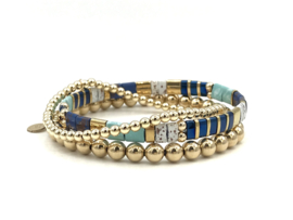 Armband Tila ocean met gold plated balletjes en edelsteen