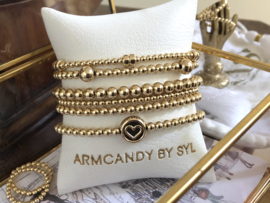 Armband Love big met real gold plated balletjes en hartjes munt