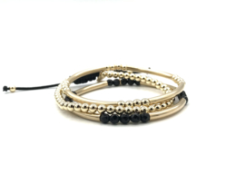 Armband Kenzo black met zwarte onyx en real gold plated balletjes