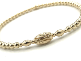 Armband Alyssa met ovale twisted bal en real gold plated balletjes