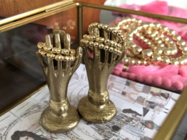 Stretch ring Kira met ovale gehamerde en real gold plated balletjes