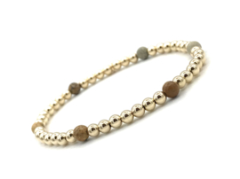 Armband Inaya met real gold plated balletjes en jasper edelsteen