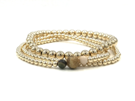 Armband Fayenne met jasper en real gold plated balletjes