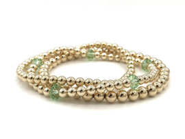 Armband Elynn met groen Swarovski crystal en real gold plated balletjes