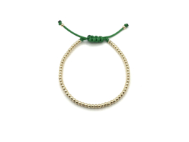 Armband Jane green met real gold plated balletjes op satijnkoord