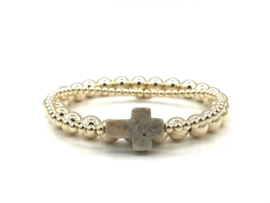 Armband Cross met real gold plated balletjes en kruisje van crazy lace agaat