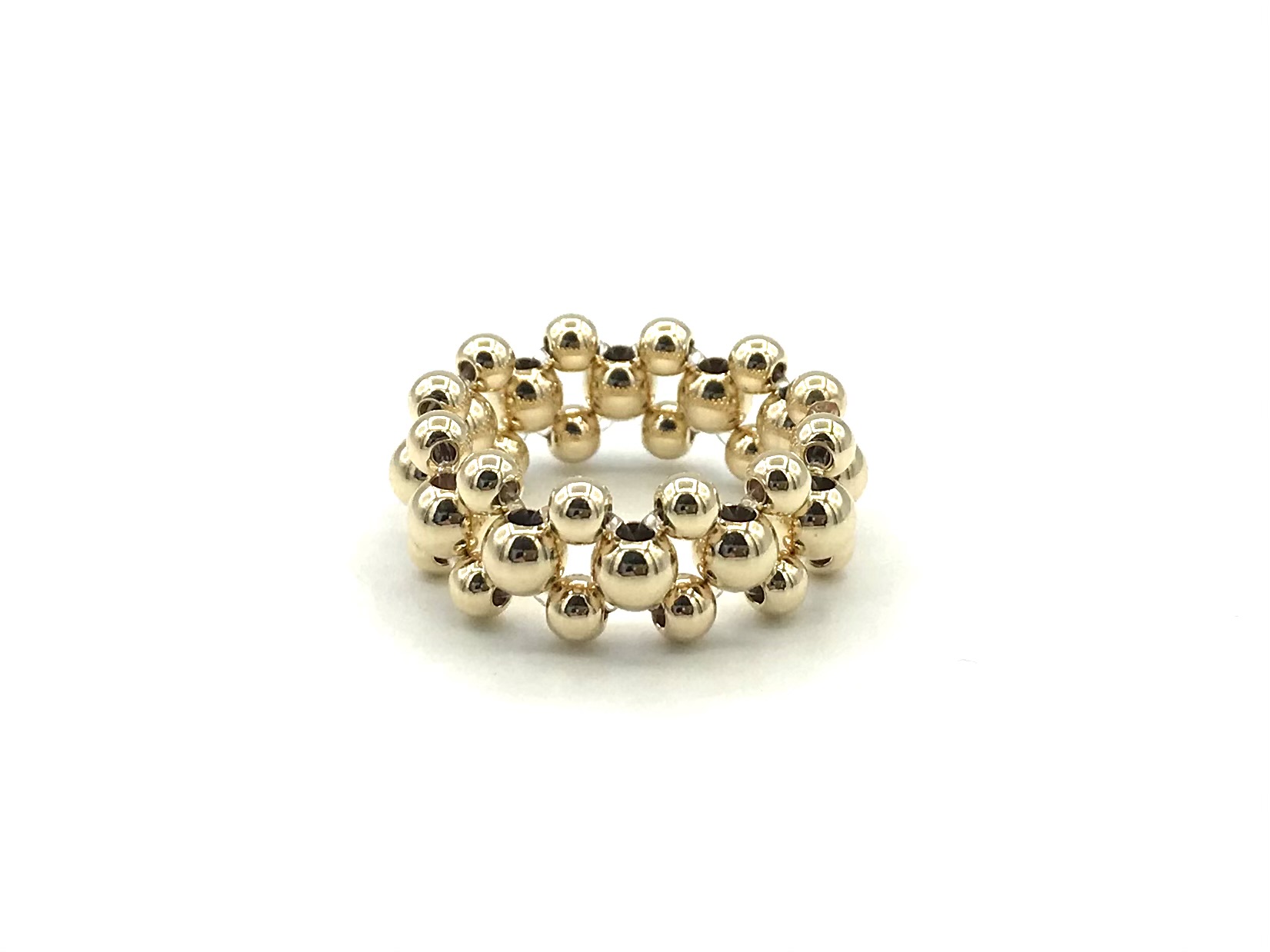 Stretch ring Zehra I met dubbele lagen real gold plated balletjes