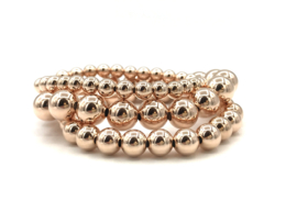 Armband met rosé real gold plated balletjes 8 mm basis collectie