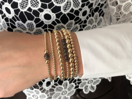 Armband Loes met real gold plated balletjes en bronzite edelsteen