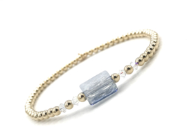 Armband Dina met licht blauw Swarovski crystal en real gold plated balletjes