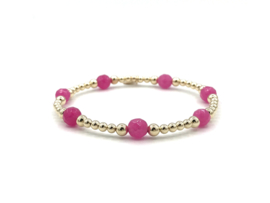 Armband Selina pink met real gold plated balletjes en chalcedoon edelsteen