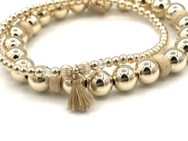 Armband Fiona met real gold plated balletjes en Swarovski crystal