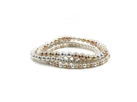 Armband Angela met 925 Sterling zilveren, real gold plated en rosé real gold plated balletjes