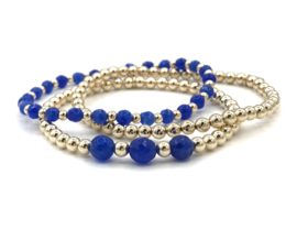 Armband Caren met blauwe Lapis Lazuli edelsteen en real gold plated balletjes