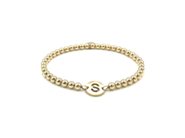 Armband initial met real gold plated balletjes en lettermunt