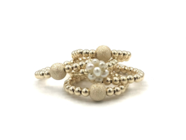 Stretch ring Layla met real gold plated balletjes en parelbolletje