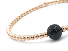 Armband June met rosé real gold plated balletjes en zwarte onyx edelsteen