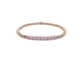 Armband Esila met rosé real gold plated balletjes en roze Swarovski pareltjes