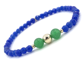 Armband Lana met facet geslepen lapis lazuli en groene jade edelsteen