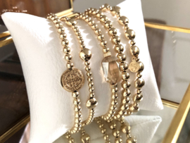 Armband lucky coin big met real gold plated balletjes