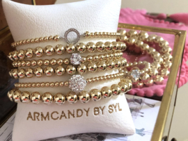 Armband Nova met real gold plated bolletjes en glitterbol