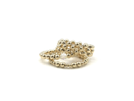 Stretch ring Azra I met real gold plated balletjes en Swarovski crystal