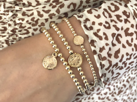 Armband lucky coin big met real gold plated balletjes
