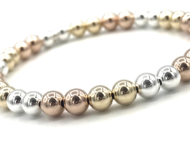 Armband Angela met 925 Sterling zilveren, real gold plated en rosé real gold plated balletjes
