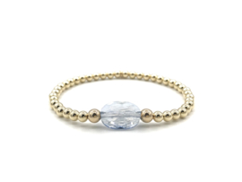 Armband Maya met licht blauw Swarovski crystal en real gold plated balletjes