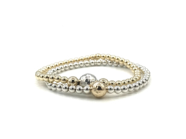 Armband Leonie met gehamerd Sterling zilver en real gold plated balletjes