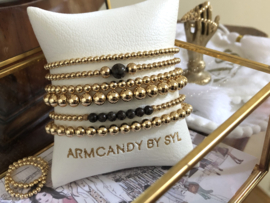 Armband Loes met real gold plated balletjes en bronzite edelsteen