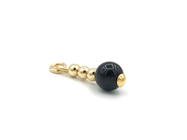 Oorbellen real gold plated met onyx edelsteen balletjes