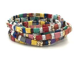 Armband Tila rainbow met gold plated balletjes en edelsteen