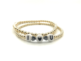 Armband I LOVE YOU met real gold plated balletjes