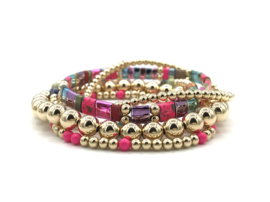 Armband Tila festival III met gold plated balletjes en edelsteentjes